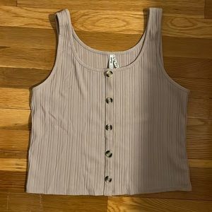 Cream Button Down Crop Top